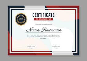 red and blue minimal certificate of achievement template design vector