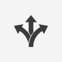 road, arrow, direction, three way icon vector isolated symbol sign