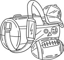 American Football Sports Bag and Cap Isolated vector