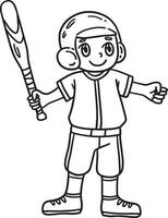 Boy Holding a Baseball Bat Isolated Coloring Page vector