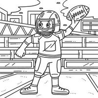 American Football Player with Ball Coloring Page vector