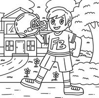 American Football Boy with Helmet Coloring Page vector