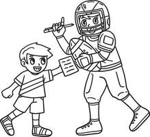 American Football Player and Boy Isolated Coloring vector