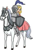 Caballero y un princesa montando un caballo clipart vector