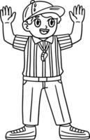 American Football Referee Isolated Coloring Page vector