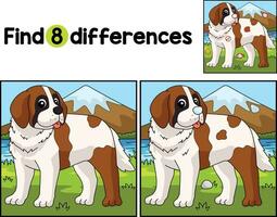 Saint Bernard Dog Find The Differences vector