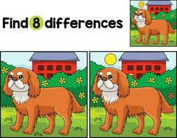 King Charles Spaniel Dog Find The Differences vector