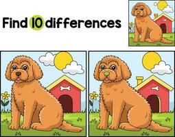 Goldendoodle Dog Find The Differences vector