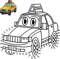 Dot to Dot Taxi Vehicle Isolated Coloring Page vector