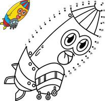Dot to Dot Zeppelin Vehicle Isolated Coloring vector