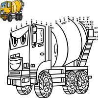 Dot to Dot Concrete Mixer Vehicle Isolated vector