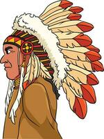 Native American Indian Chieftain Cartoon Clipart vector