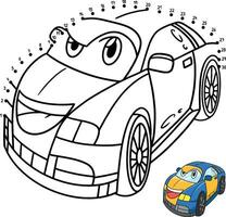 Dot to Dot Normal Car Vehicle Isolated Coloring vector