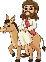 Jesus Riding a Donkey Cartoon Colored Clipart vector