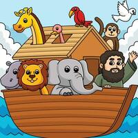 Christian Noahs Ark Colored Cartoon Illustration vector