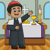 Christian Priest Colored Cartoon Illustration vector