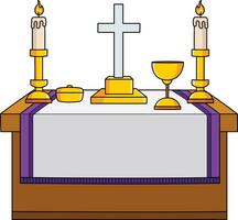 Altar Table Cartoon Colored Clipart Illustration vector