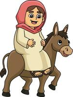 Mary and the Donkey Cartoon Colored Clipart vector