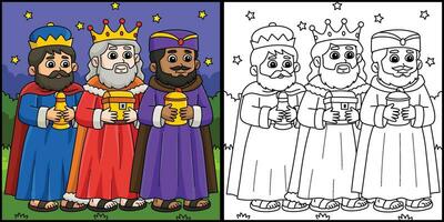 cristiano Tres reyes colorante página ilustración vector
