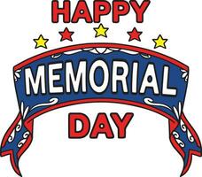 Happy Memorial Day Cartoon Colored Clipart vector