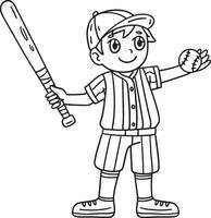 Boy with a Baseball Bat Isolated Coloring Page vector