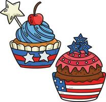 Patriotic Cupcakes Cartoon Colored Clipart vector