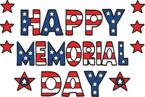 Happy Memorial Day Cartoon Colored Clipart vector