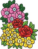 Spring Bouquet Flowers Cartoon Colored Clipart vector