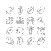 football American icon vector line Set