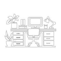 vector illustration of office desk