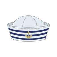 Kids drawing Cartoon Vector illustration sailor hat Isolated on White Background