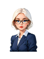 AI generated Female Teacher with White Short Hair png