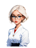 AI generated Female Teacher with White Hair png