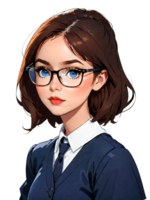 AI generated Feamle Teacher wear Glasses Illustration png