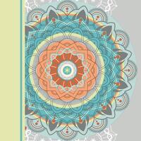 Orange grey and sky blue floral design vector