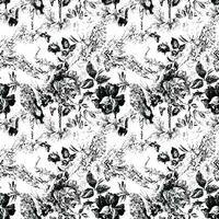Black and white floral textile design vector