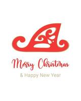 Card Merry christmas and Happy new year with red sled hand drawn doodle. vector