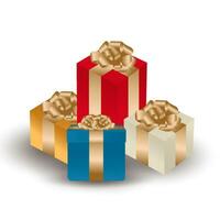 set of several day celebration gift boxes vector