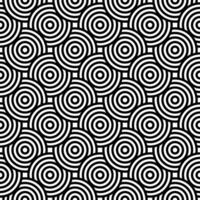 Black and white seamless japanese style intersecting circles spiral pattern vector