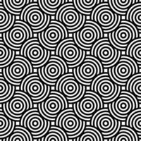 Black and white seamless japanese style intersecting circles spiral pattern vector