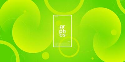 Abstract bright dynamic colorful green gradient illustration background with 3d look and simple circle with shadow pattern. Cool design. Eps10 vector