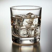 ai generado vodka en un vaso con hielo - ai generado imagen foto