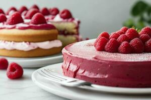 AI generated Rasberry cake. Pro Photo