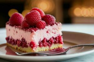 AI generated Rasberry cake. Pro Photo