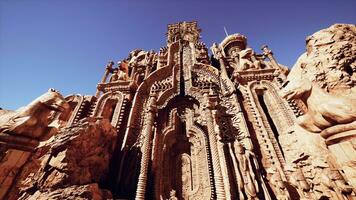 Ornate temple wall adorned with statues video