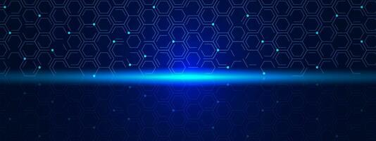 Abstract digital technology background with futuristic hexagons and glowing particles. Biochemistry, chemical science. Social networking concept. Vector illustration.
