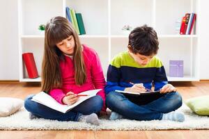 Children doing homework photo