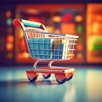 AI generated shop basket cart car photo