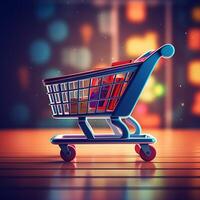 AI generated shop basket cart car photo