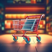 AI generated shop basket cart car photo